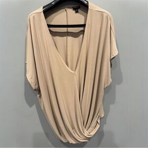 torrid Beige Draped V-Neck Twist Front Blouse